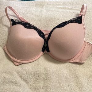 Elegant Pink Lace Trim Bra